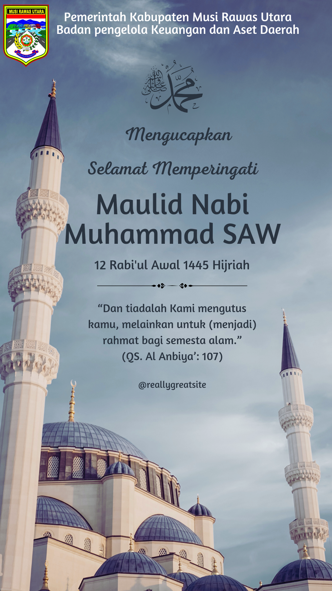 BPKAD KABUPATEN MUSI RAWAS UTARA MENGUCAPKAN SELAMAT HARI MAULID NABI MUHAMMAD SAW